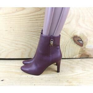 Kurt Geiger Boots Womens 6.5. Red Burgundy Leather Shoreditch Ankle 3" Jeweled